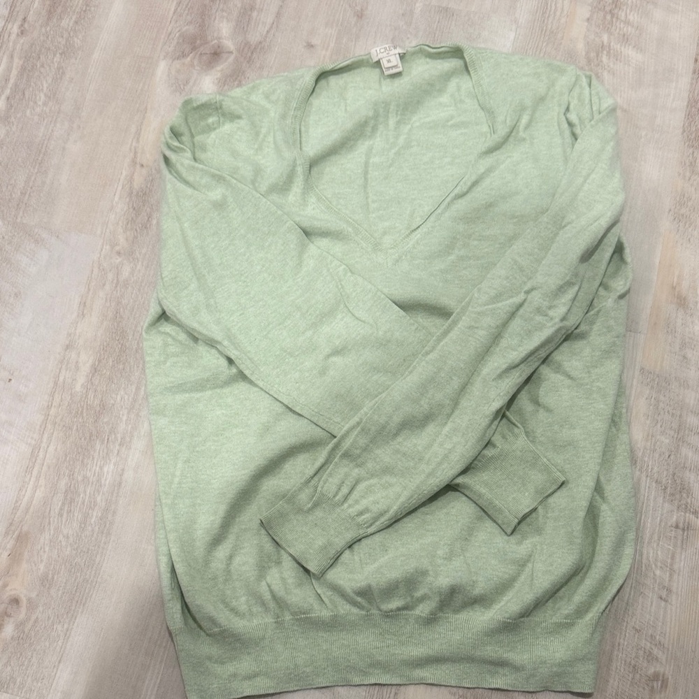 J Crew Light Green V-Neck Sweater